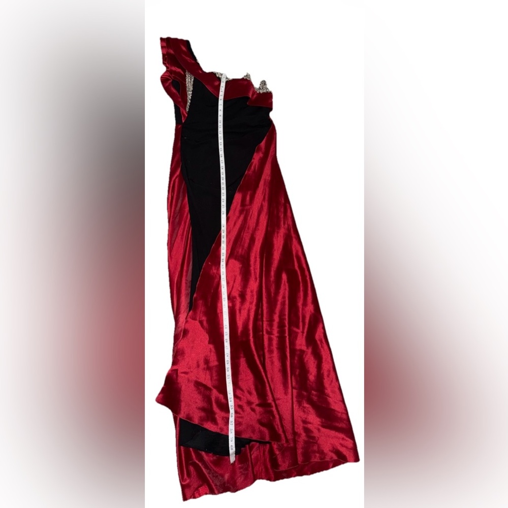 Smilprince Asymmetrical Neck High Slit FloorLength Gown Burgundy Size XL 12 - 14 - Picture 14 of 16